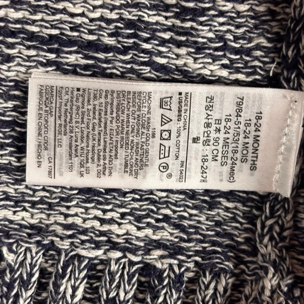 Baby Gap Navy Marled Zip-Front Sweater – 18–24 Months